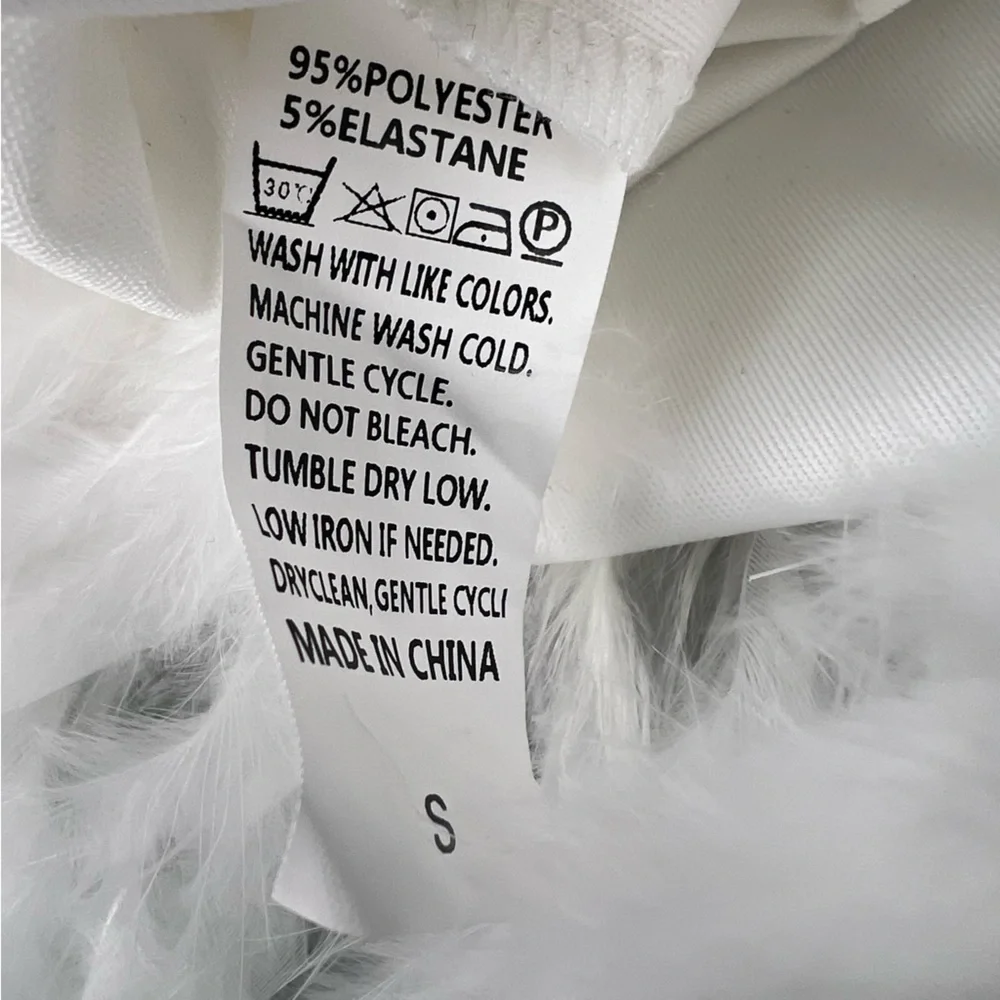White Feathered Mini Skirt, Size: Small
